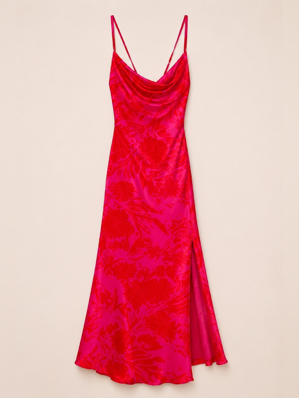 SweetPot Satin Pink Floral Slip Midi Dress NWT Open Back